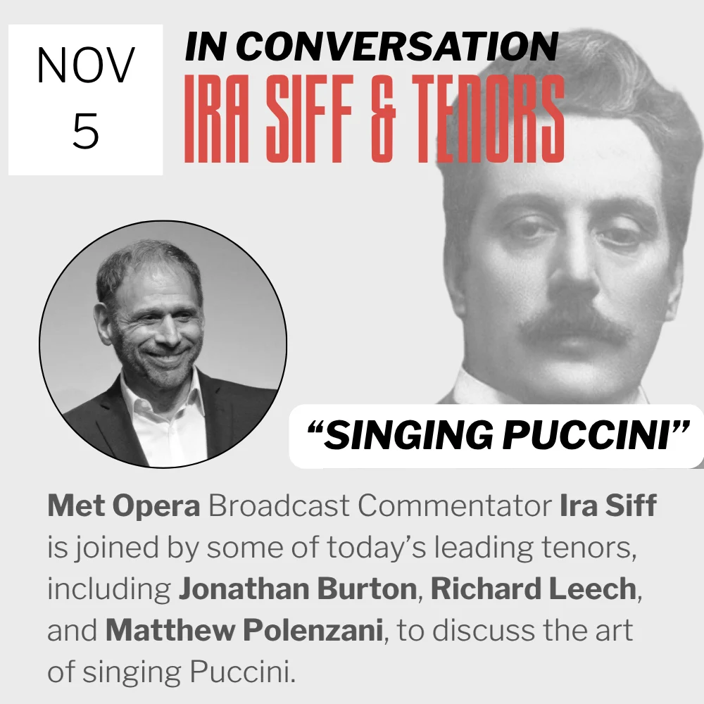The Jussi Björling Society Announces Exclusive Webinar Exploring the Art of Singing Puccini Featuring Renowned Tenors and Met Opera Experts